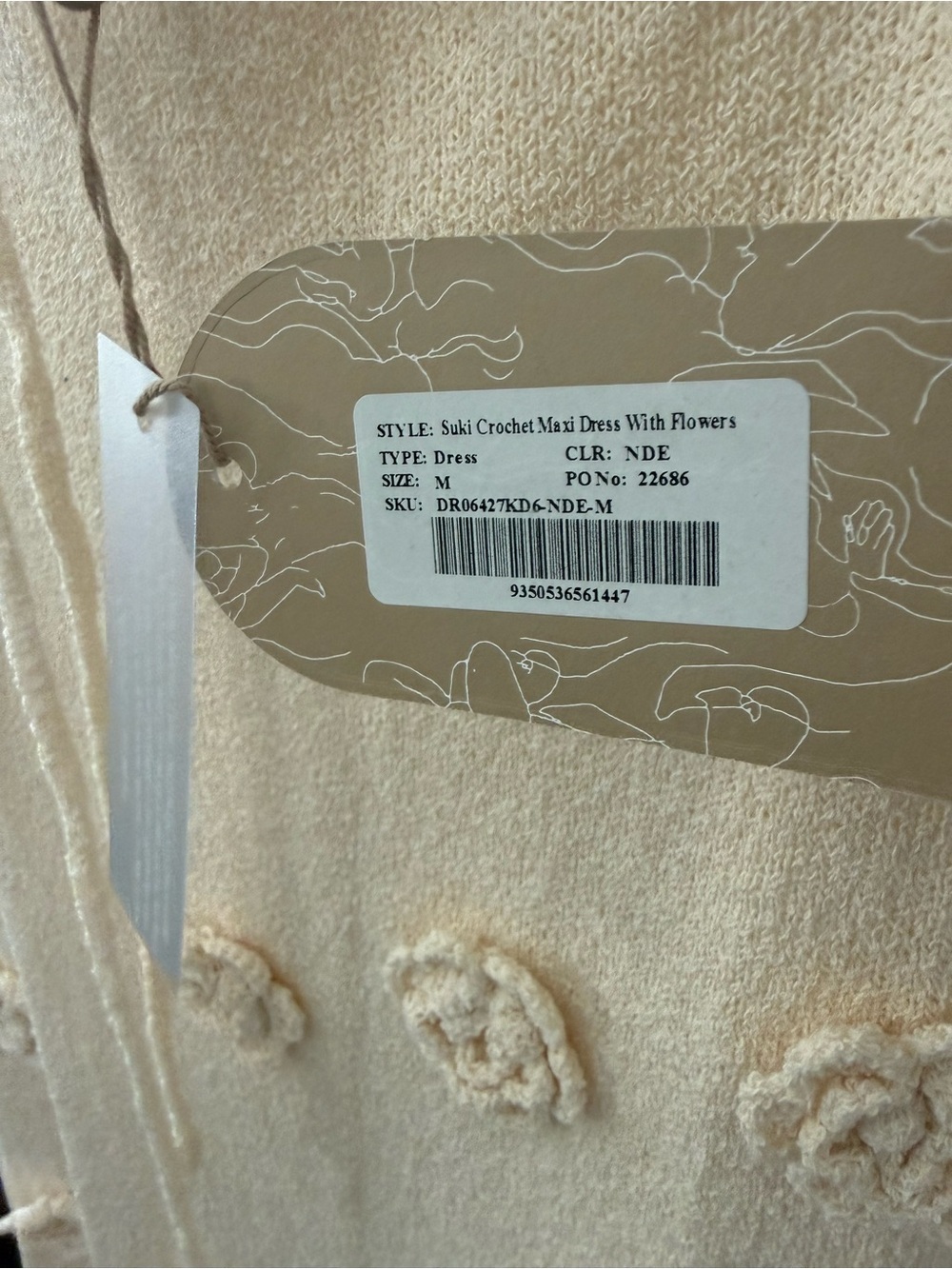 MESHKI Suki Knit Maxi Dress With Flowers - Nude - Picture 11 of 12